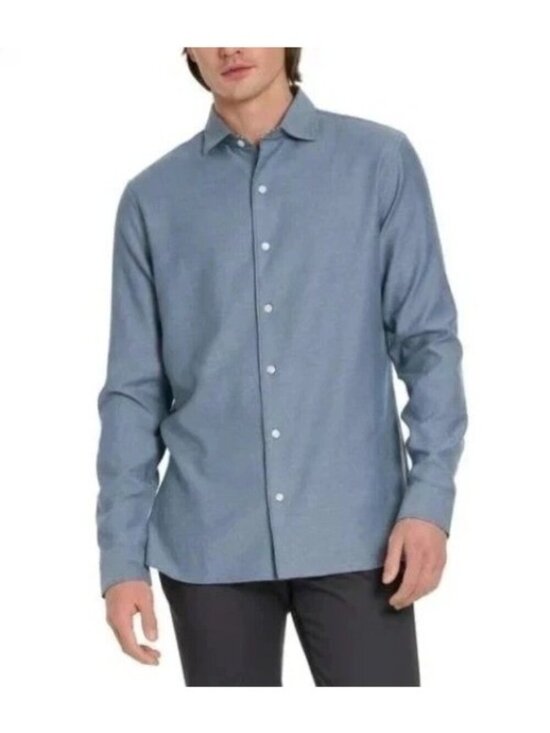 Ted Baker Other - Ted Baker Men's L Blue Herringbone Long Sleeve Button Down Dress Shirt  e1676
